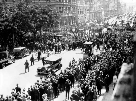 Unemployed Men Marching in Perth 1931